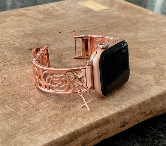 Luxury Metal Leather Strap for Apple Watch Band 40mm 41mm 38mm