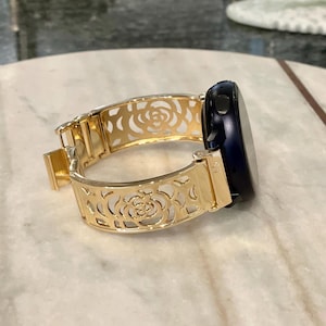Samsung Galaxy Watch Band Gold Smartwatch Bracelet 20mm Smart Watch Metal Strap, Adjustable Links Watchband, Luxury Charm Jewelry Band