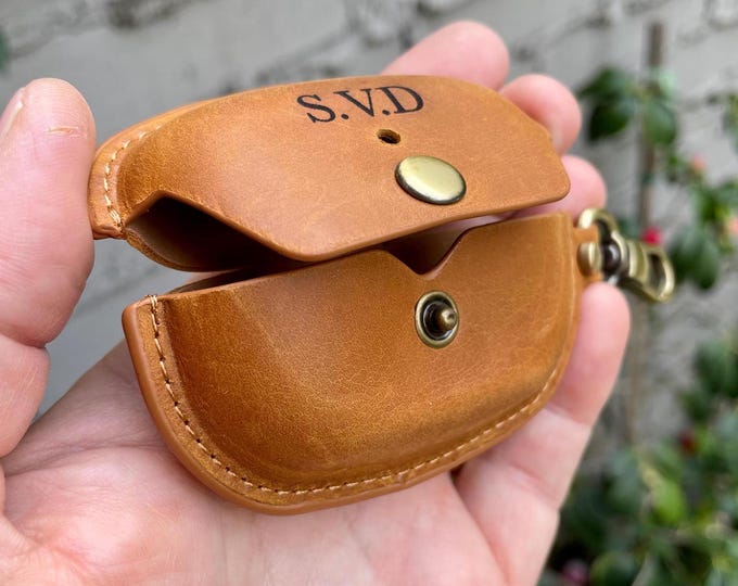 Personalized Sony Earbuds Case XM5 Series - Handmade Shockproof Clip Cover, Engraved Name & Initials Gift, Genuine Leather Travel Sony Case
