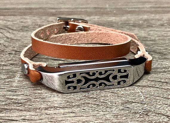 Black Leather Bracelet For Fitbit Flex 2 Tracker Handmade Double Wrap Fitbit Flex 2 Band Gold Metal Jewelry Holder Adjustable Size Slim Strap Fitbit Flex 2 Women Bracelet