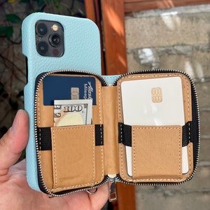 Grain Leather iPhone Case with Shoulder Strap & Wallet - Personalized