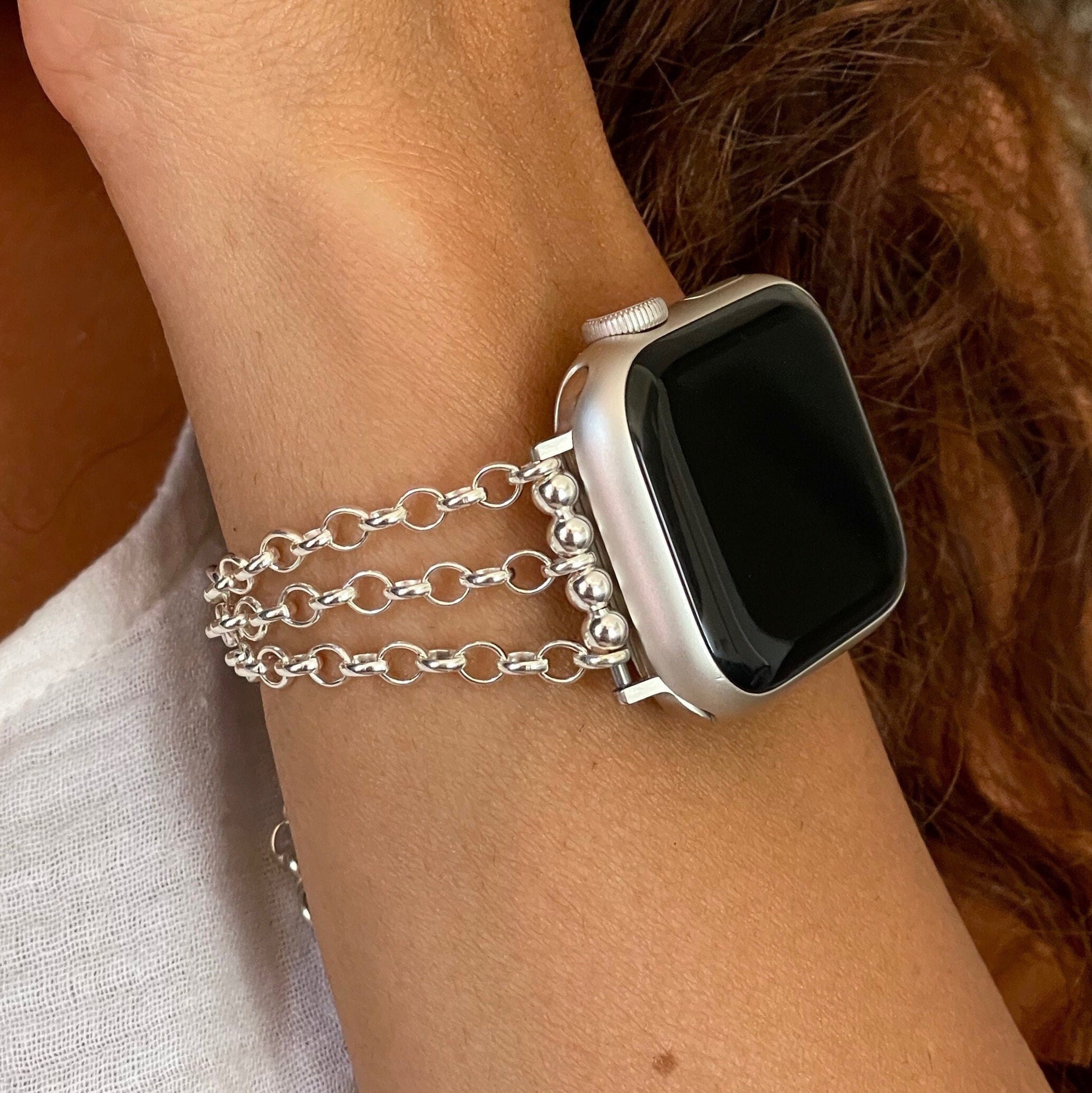 Limited Edition Sterling Silver Apple Watch Bracelet, Unique Apple Watch  Chain Band, Formal Wear Iwatch Strap, 38mm 40mm 41mm 42mm 44mm 45mm -   Hong Kong