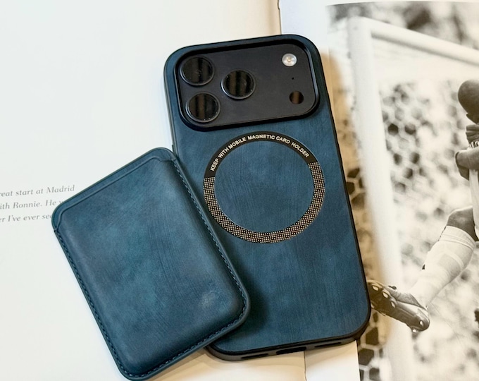 Personalized Leather iPhone Case Wallet Magnetic 17 Pro 16 Max 15 Plus Air
