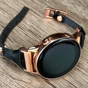 Women Rose Gold Galaxy Watch Active 40mm Strap Band Black Leather Galaxy Watch 42mm Band Rose Gold Galaxy Active2 Band 40mm 44mm Bracelet Etsy Canada