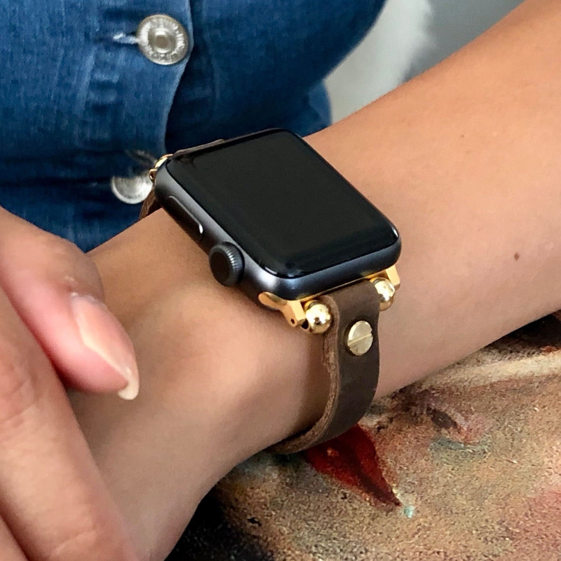 Acheter Lien en cuir pour bracelet de montre Apple 44mm 40mm 41mm