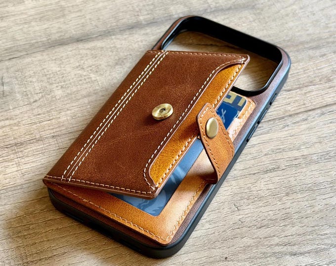 Personalized Leather iPhone Wallet Case 17/16/15 Pro Max Plus Air