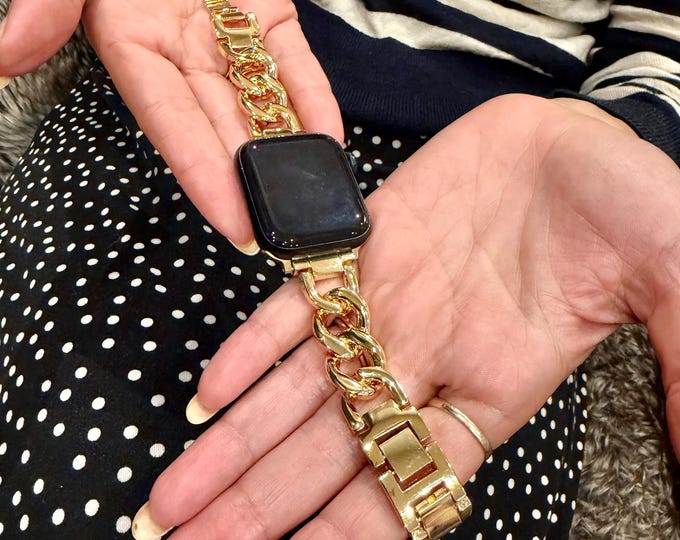 Women Apple Watch Band Gold Metal Strap Bracelet Adjustable Links Bangle Jewelry