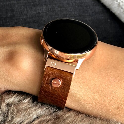 Brown Leather Samsung Galaxy Watch Active 2 Band 40mm 44mm Etsy