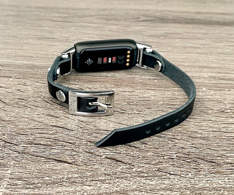 Black Leather Fitbit Luxe Band Slim Fitbit Luxe Bracelet - Etsy