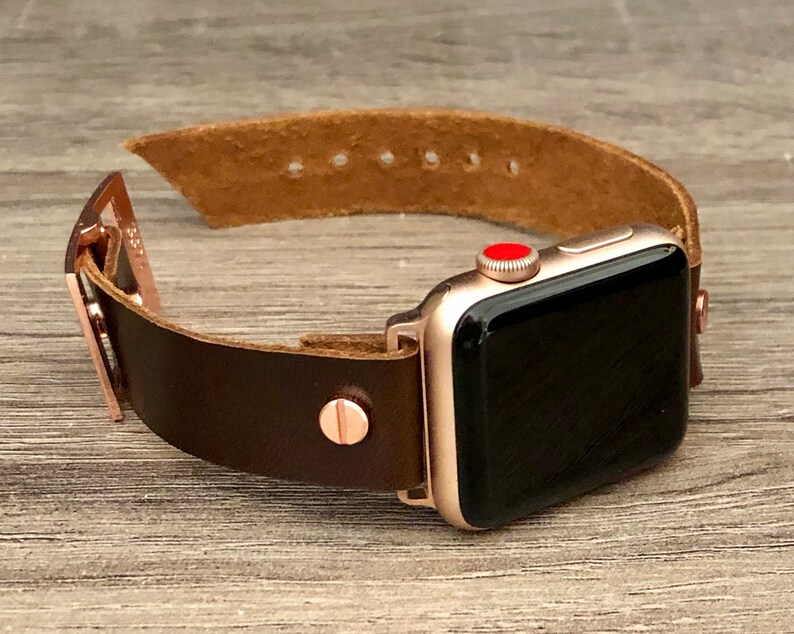 Rose Gold Apple Watch Band 38mm 40mm 42mm 44mm Leather Iwatch Etsy