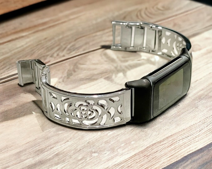 Silver Fitbit Charge 6 Band, Fitbit Charge 6 Bracelet, Fitbit Charge 6 Cuff Bangle, Fitbit Charge 6 Strap Fitbit Charge 6 Tree Of Life Charm