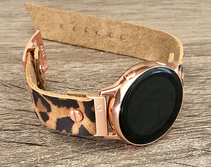 Leopard Print Samsung Galaxy Watch 5 & 6 Band Galaxy Watch Active Band Samsung Galaxy Watch Active 2, 40mm - 44mm Rose Gold Watch Band