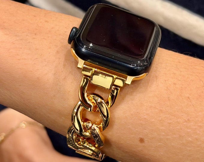 Gold Apple Watch Band Charm Bracelet Adjustable Links Bangle