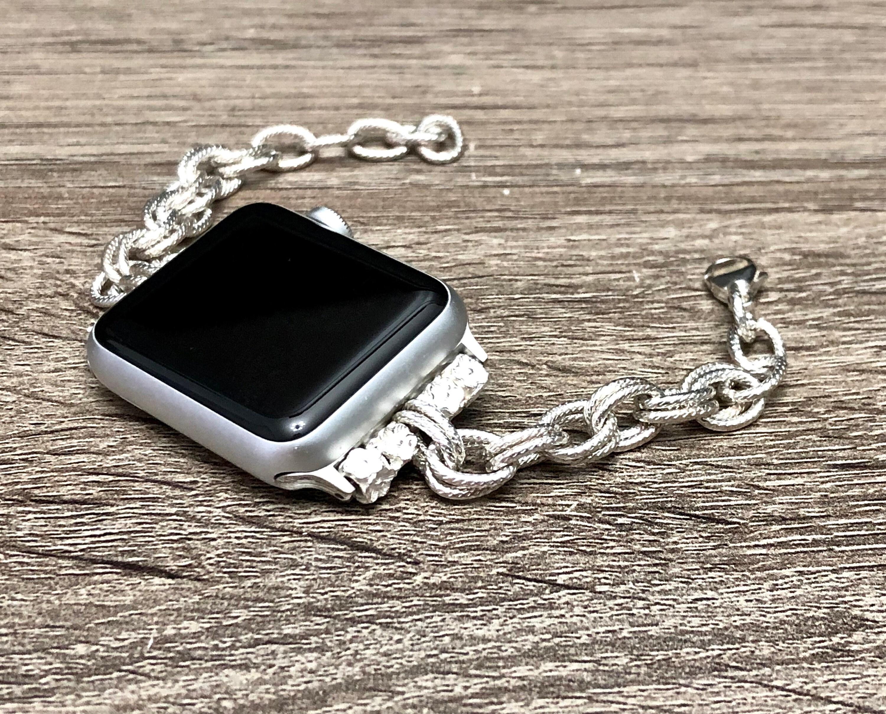Dressy Silver Chain Apple Watch Band Women Style 38mm 40mm 42mm 44mm