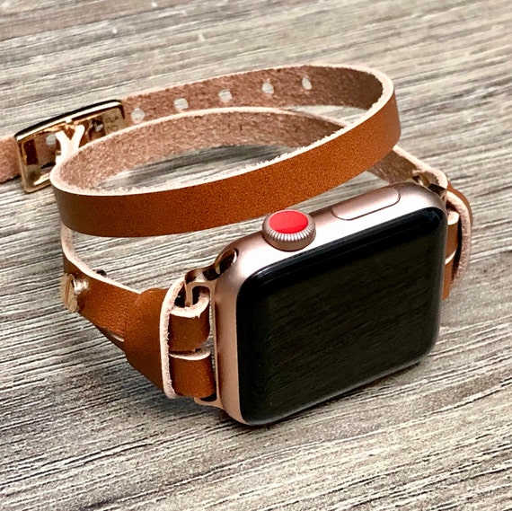 Watch Watch Band Series for Light & Band, Double Wrap Iwatch 9,8,7,6 Bracelet SE, Gold - Rose Women Apple Leather Apple Etsy Strap Brown Leather