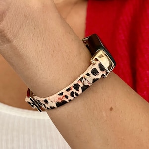 Leopard Print Fitbit Luxe Band, Soft Gold Fitbit Luxe Leather Bracelet, Slim Fitbit Luxe Strap, Women Fitbit Luxe Armband Jewelry Bands