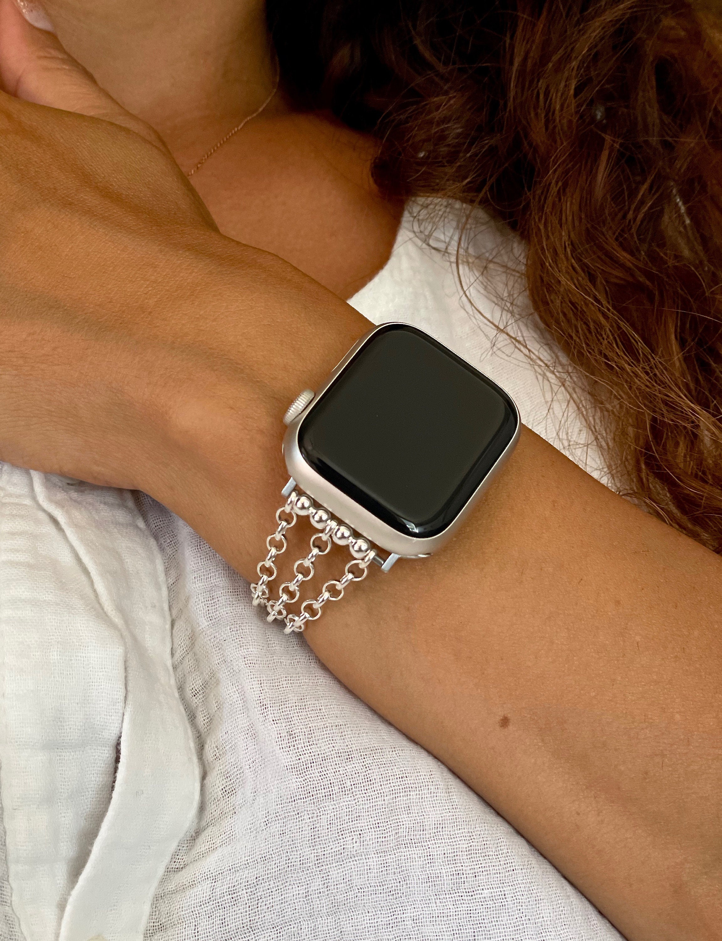 Luxury Sterling Silver Chain Apple Watch Band, 40mm 41mm Luxury Sterling Silver Chain Apple Watch Band, 40mm 41mm