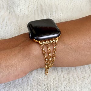 14K Gold Filled Apple Watch Band: Triple Rolo Chain Jewelry Bracelet