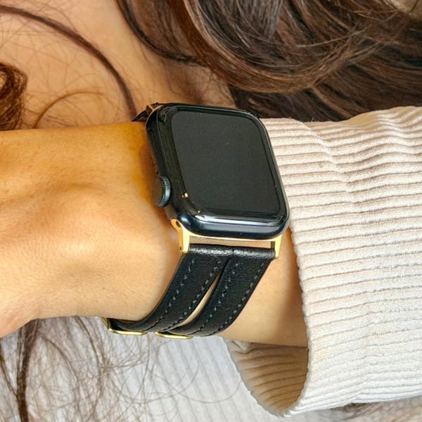 Apple-Uhrenarmband Leder Doppelarmband Armband 42 mm 46 mm Ultra 41 mm 45 mm 40 mm