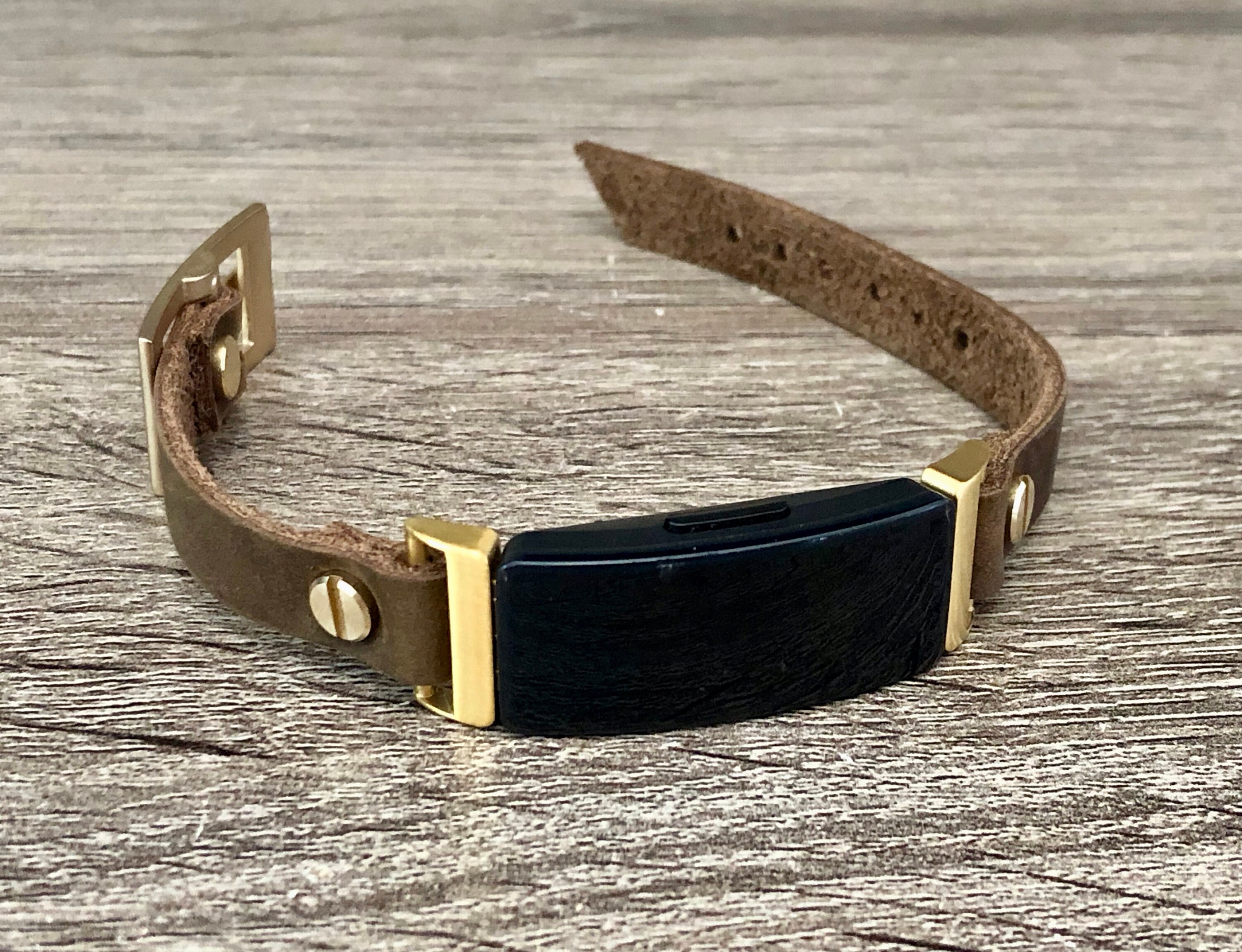 Leather Fitbit Inspire 2 Band Gold Fitbit Inspire 2 Bracelet Genuine  Vintage Brown Leather Strap Fitbit Inspire 2 Wristband Jewelry 