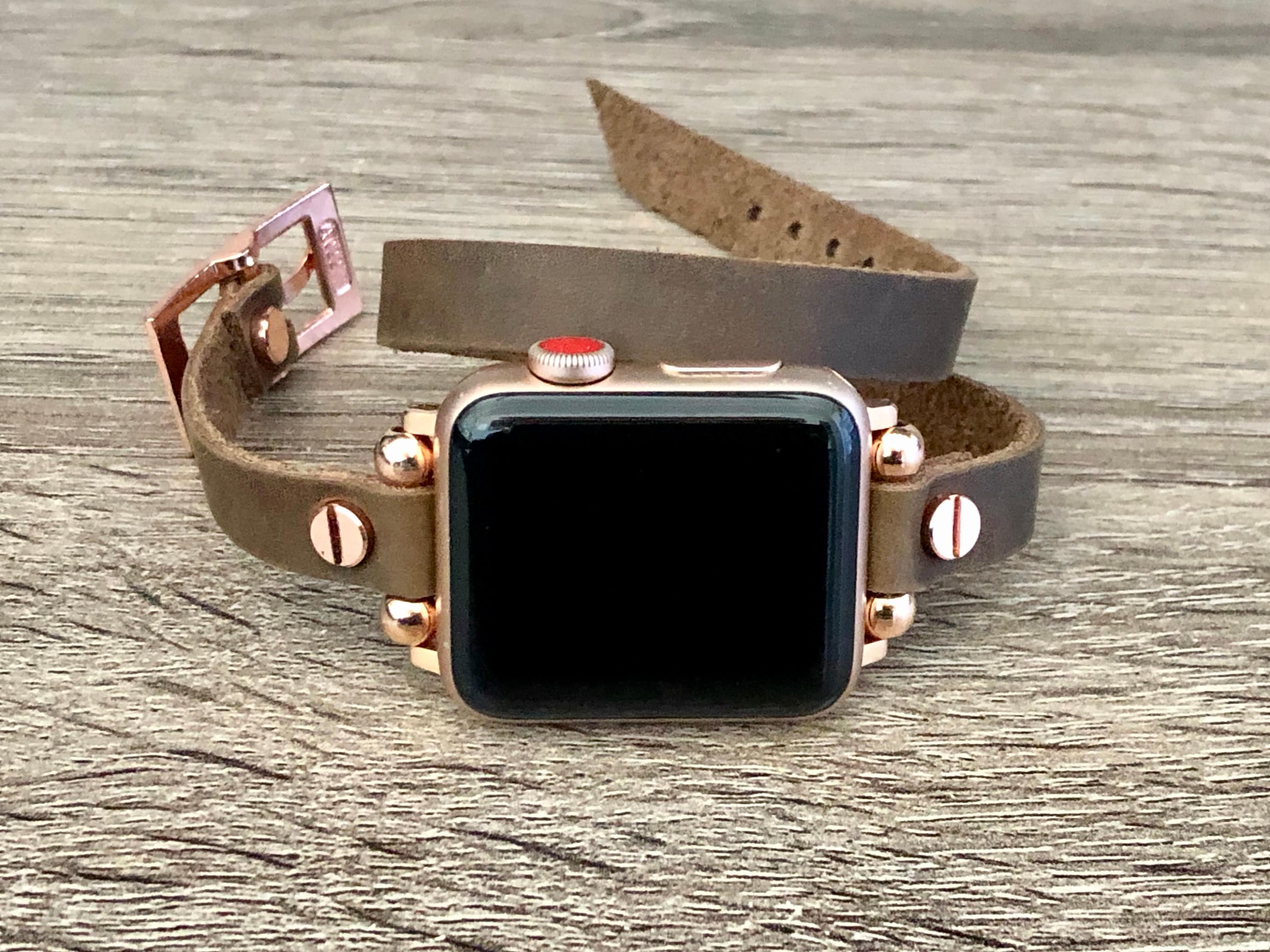 Rose Gold Apple Watch Band 38mm 40mm 42mm 44mm Distressed Leather Vintage Apple Watch Strap