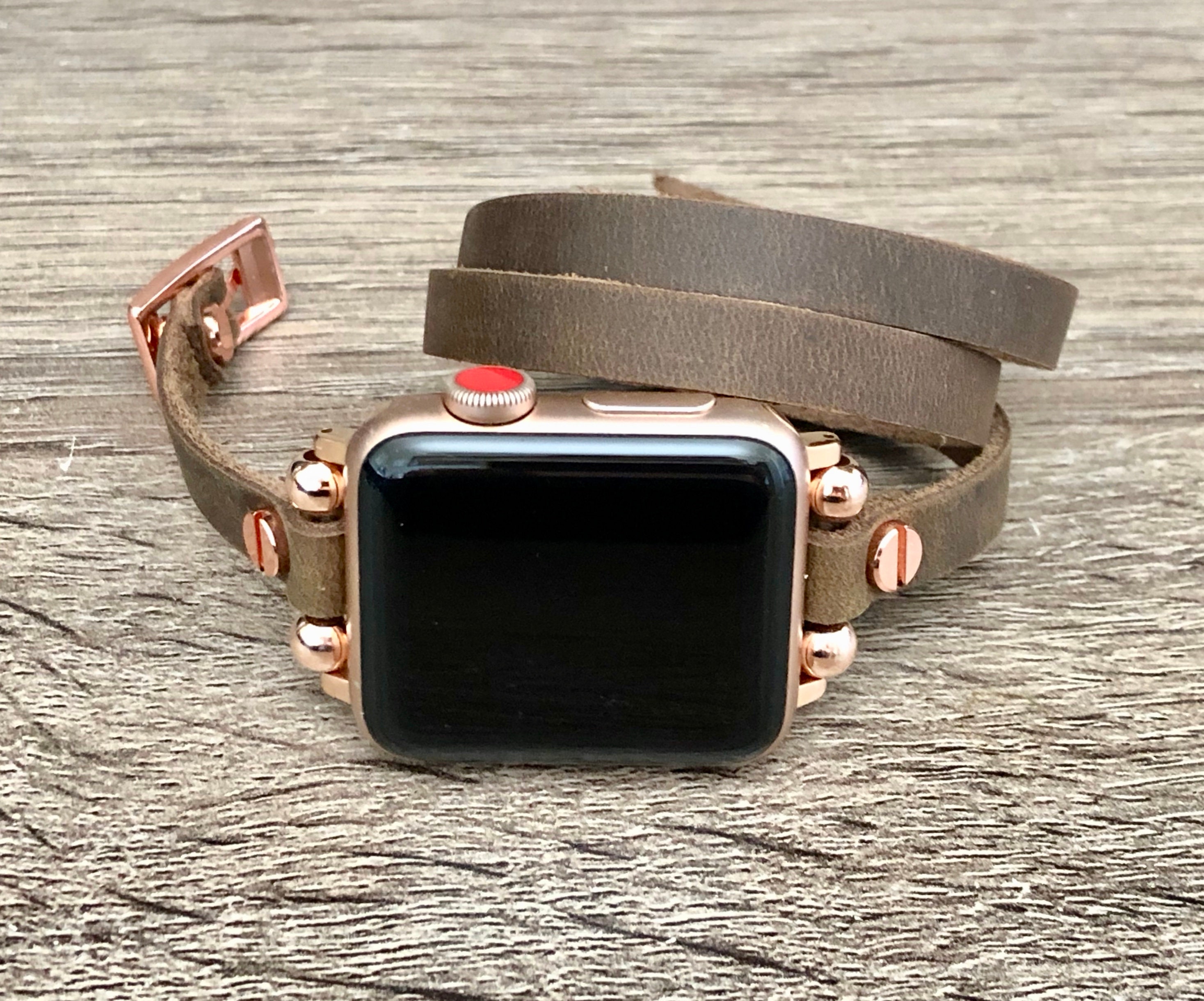Apple Watch Band 38mm 40mm 41mm 42mm 44mm 45mm Rustic Leather Rose Gold Apple Watch Bracelet