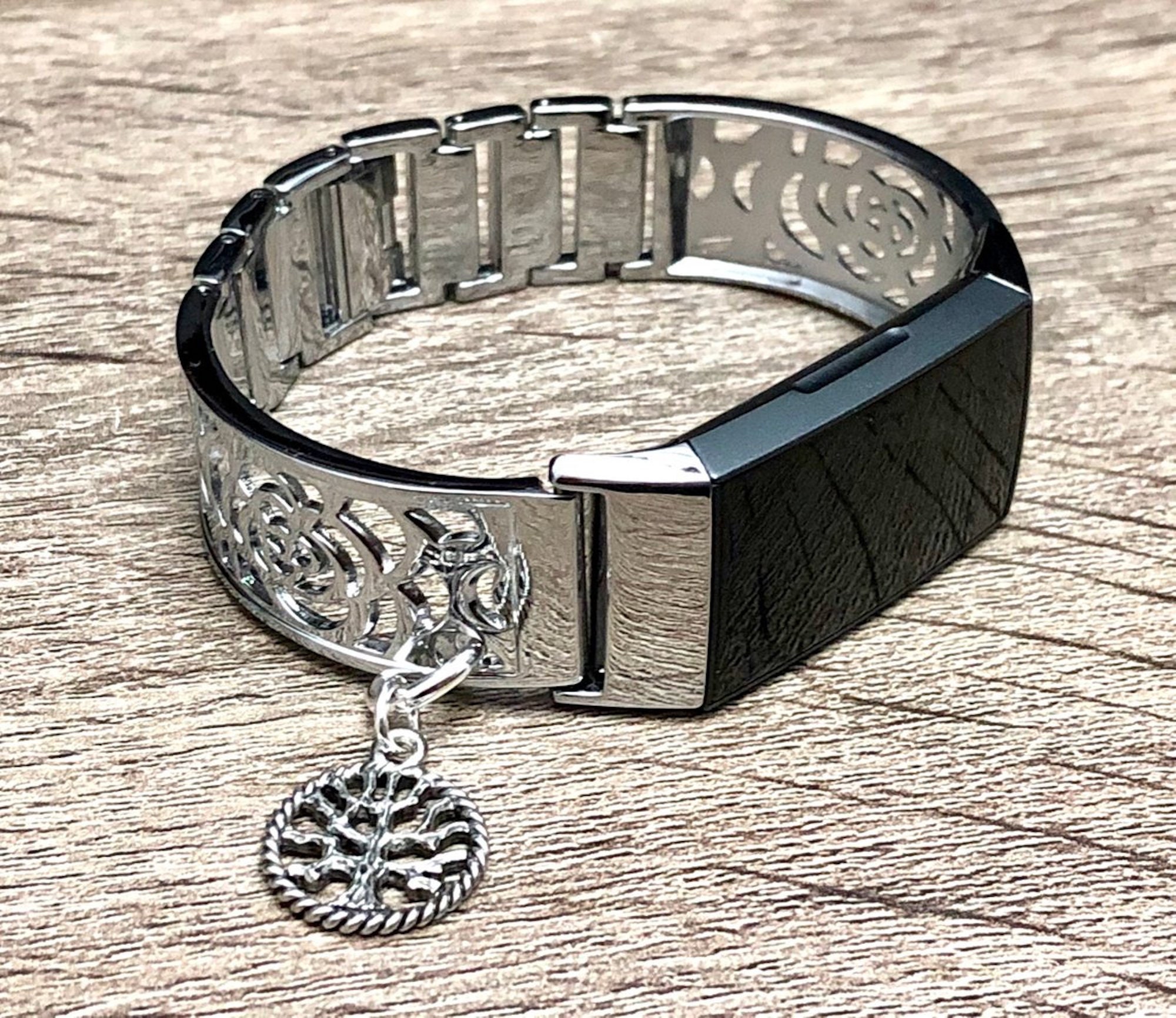 Silver Metal Fitbit Charge 3 Band Women Style Silver Fitbit Bangle with