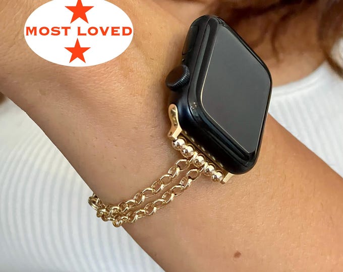 14K Gold Filled Chain Apple Watch Band Custom iWatch Bracelet, Minimalist Jewelry