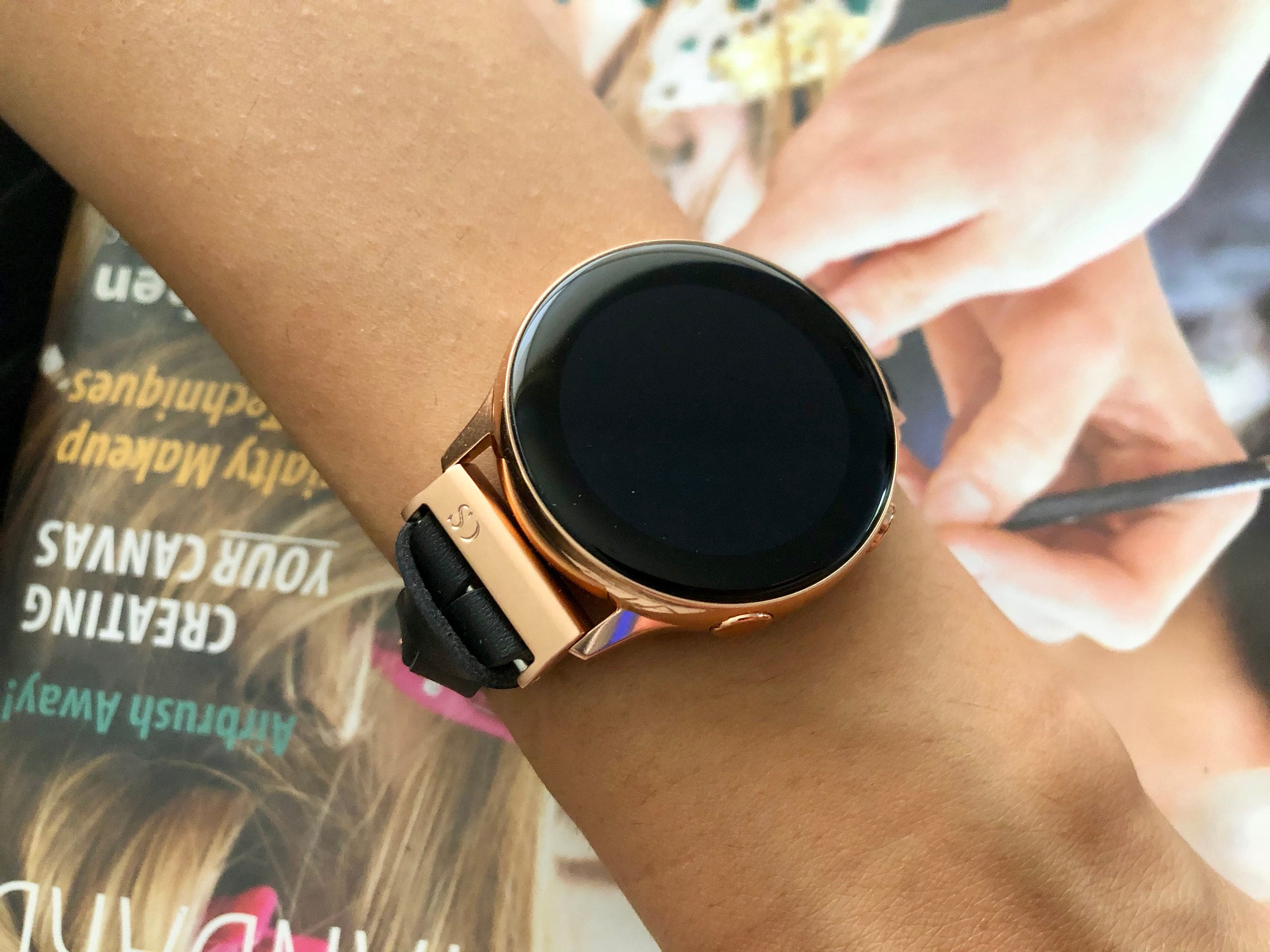 Women Rose Gold Galaxy Watch Active 40mm Strap Band Black