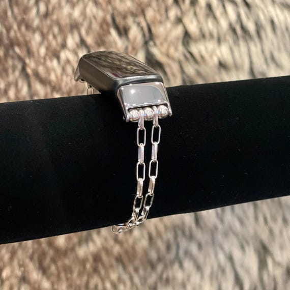 Fitbit Luxe Band, Sterling Silver Chain Bracelet, Dainty Women