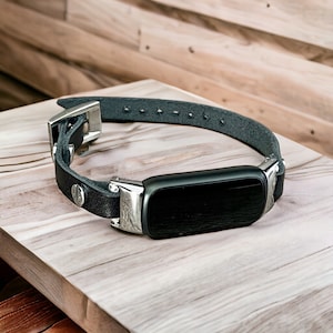 Slim Black Leather Band for Fitbit Luxe & Fitbit Inspire 3 Tracker, Women Style Strap Bracelet, Soft Leather Bracelet, Minimalist Style Band