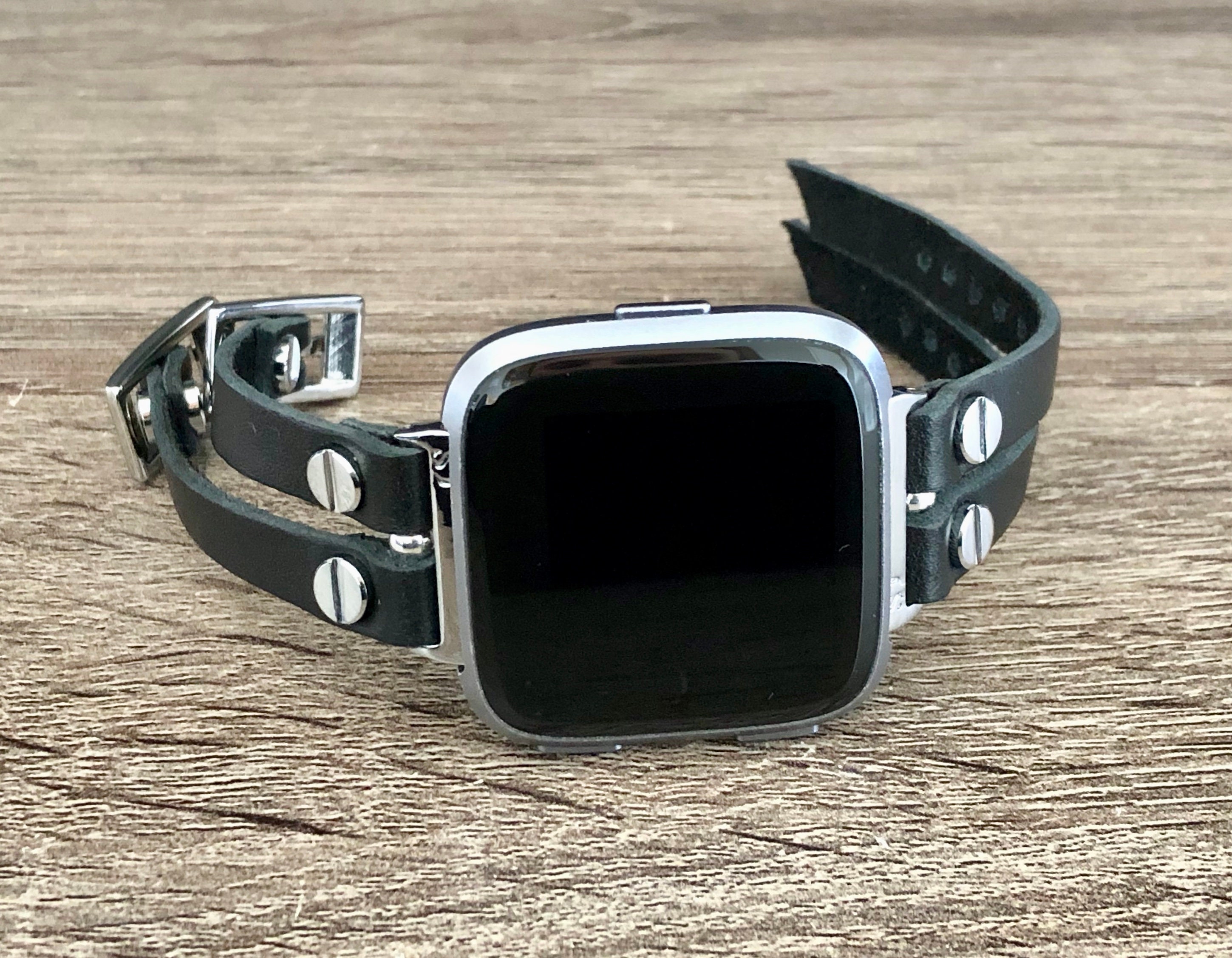 Fitbit Versa 2 Band Silver Fitbit Versa Watch Bracelet Fitbit Versa Lite Wristband Black Leather