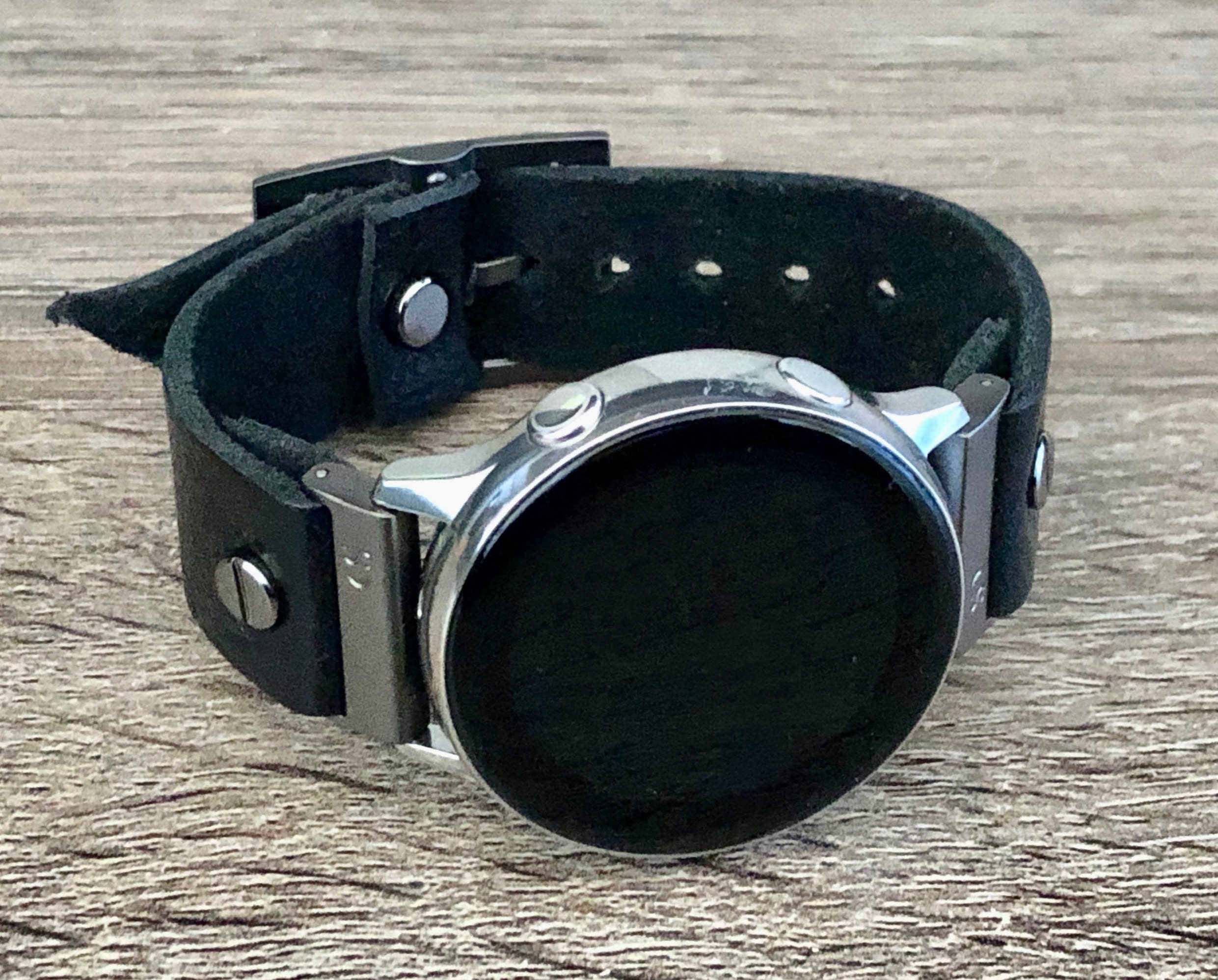 Black Grain Leather Samsung Galaxy Active 2 Band Galaxy Watch Active2 Bracelet 40mm 44mm Watch