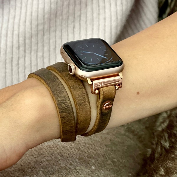 BoHo APPLE WATCH BAND Rustic Leather iWatch Strap Multi Wrap Smart Watch Bracelet Wearable Tech Jewelry Bands 38mm 40mm 41mm 42mm 44mm 45mm