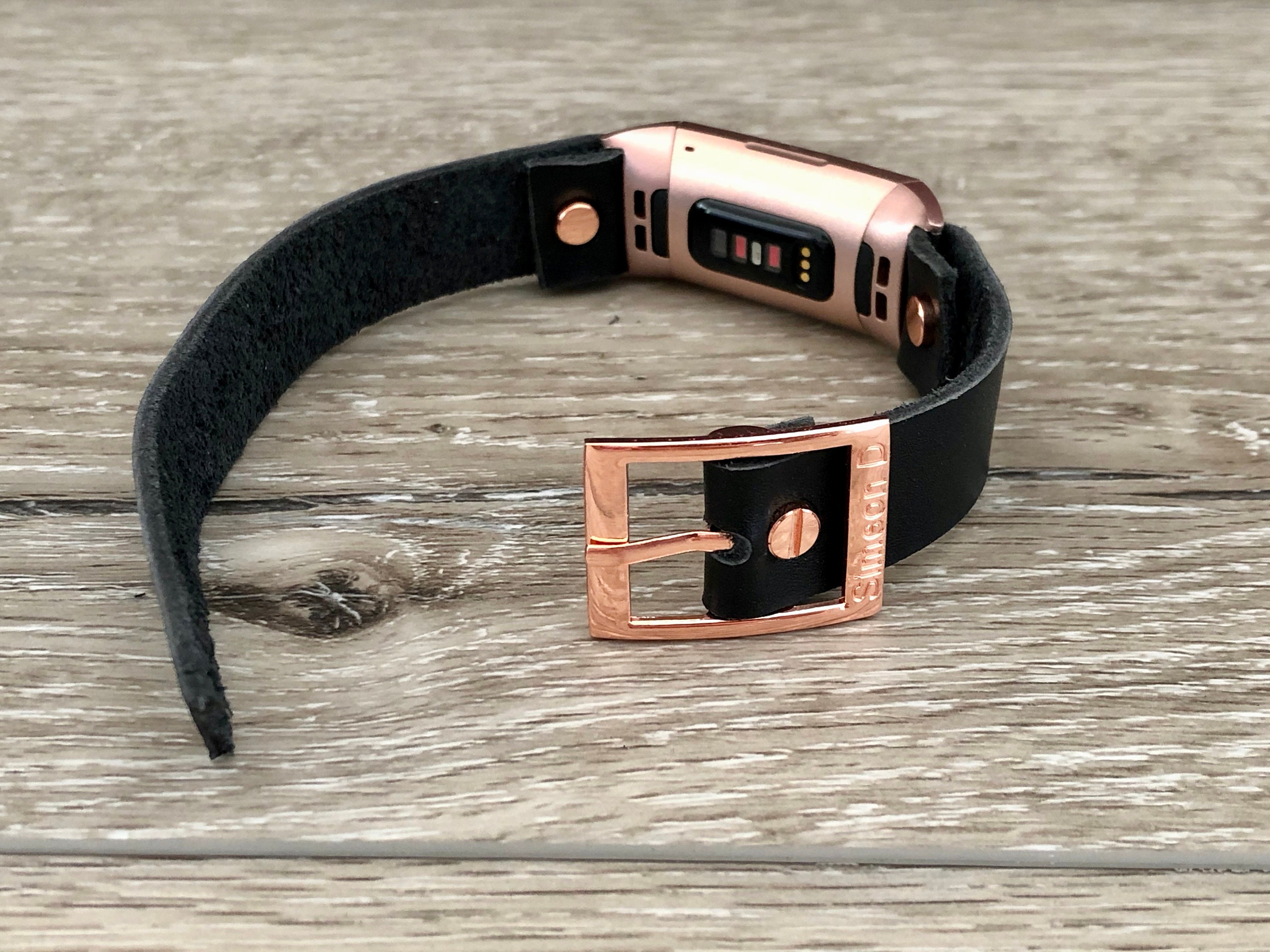 Rose Gold Fitbit Charge 3 Band Black Leather Bracelet Women Style Fitbit Wristband High Quality
