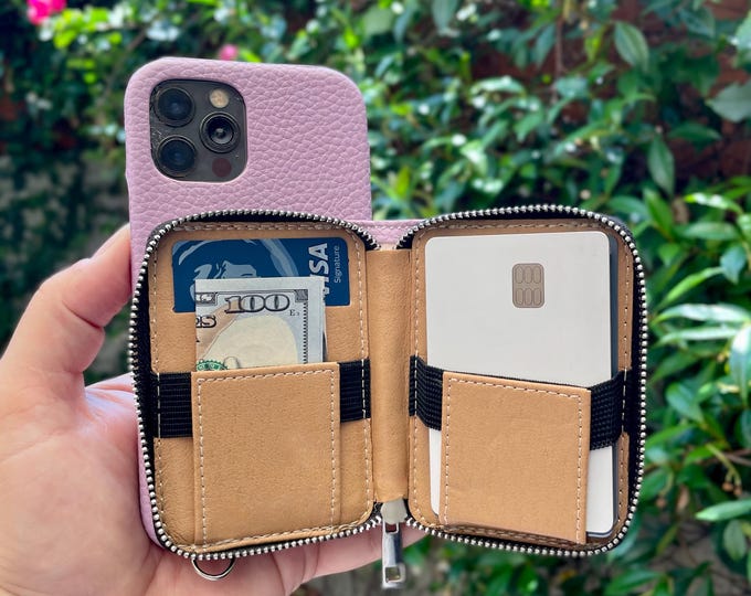 Grain Leather iPhone 17 Case Pro Max Air with Wallet - Crossbody Adjustable Strap