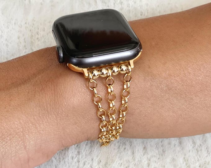 Apple Watch Band - 14K Gold Filled Luxury Chain Bracelet Strap for Women, Jewelry Band for Apple Watch Series 1-10, SE