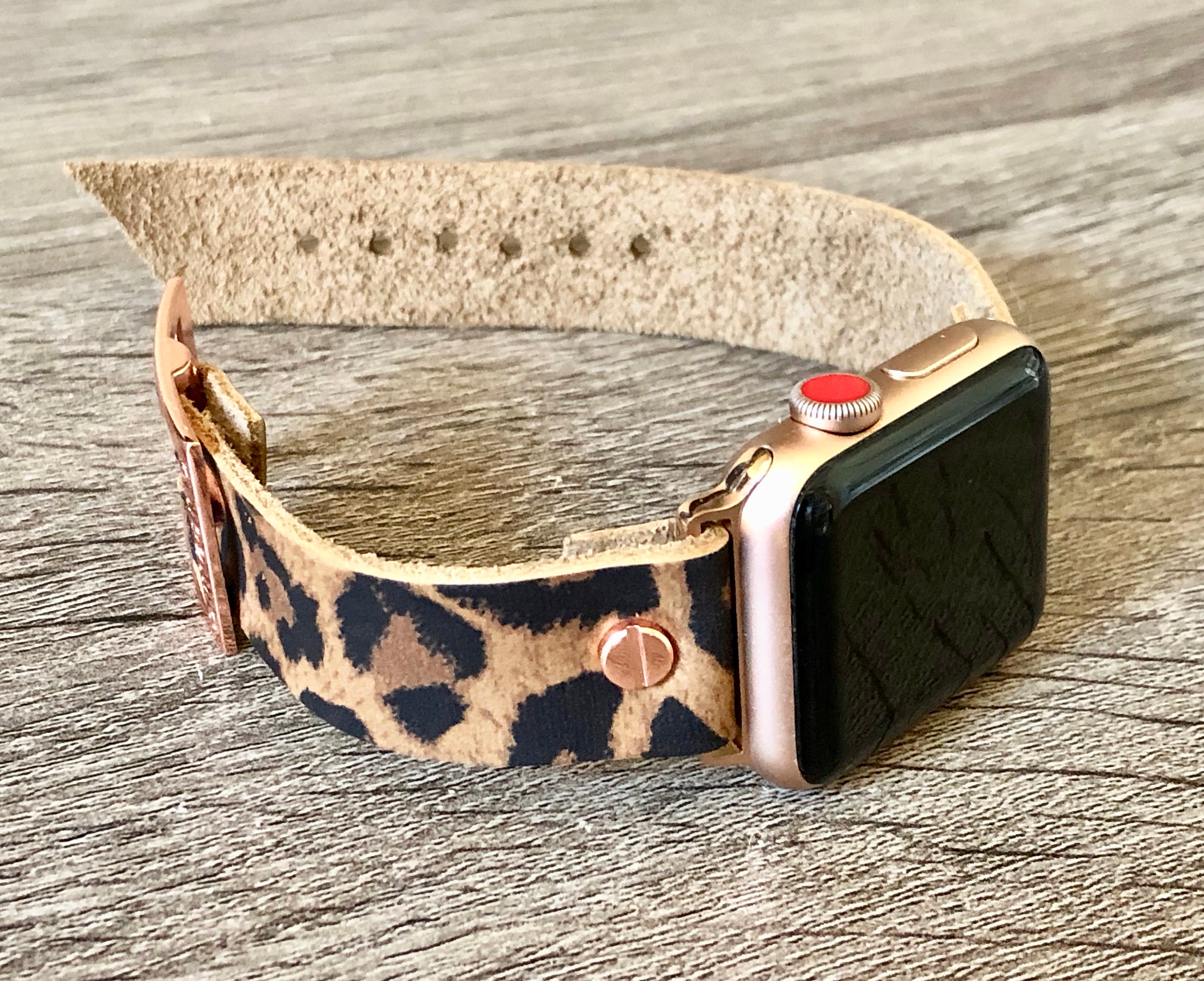 Leopard Print Leather Apple Watch Band Women Style Bracelet 38mm 40mm 41mm 42mm 44mm 45mm Pink