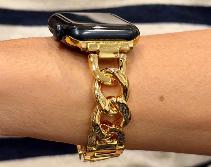 Gold Apple Watch Band Charm Bangle, Women Bracelet