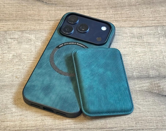Leather iPhone Magnetic Case Wallet 17 Pro 16 Max 15, Personalized Detachable Card Holder