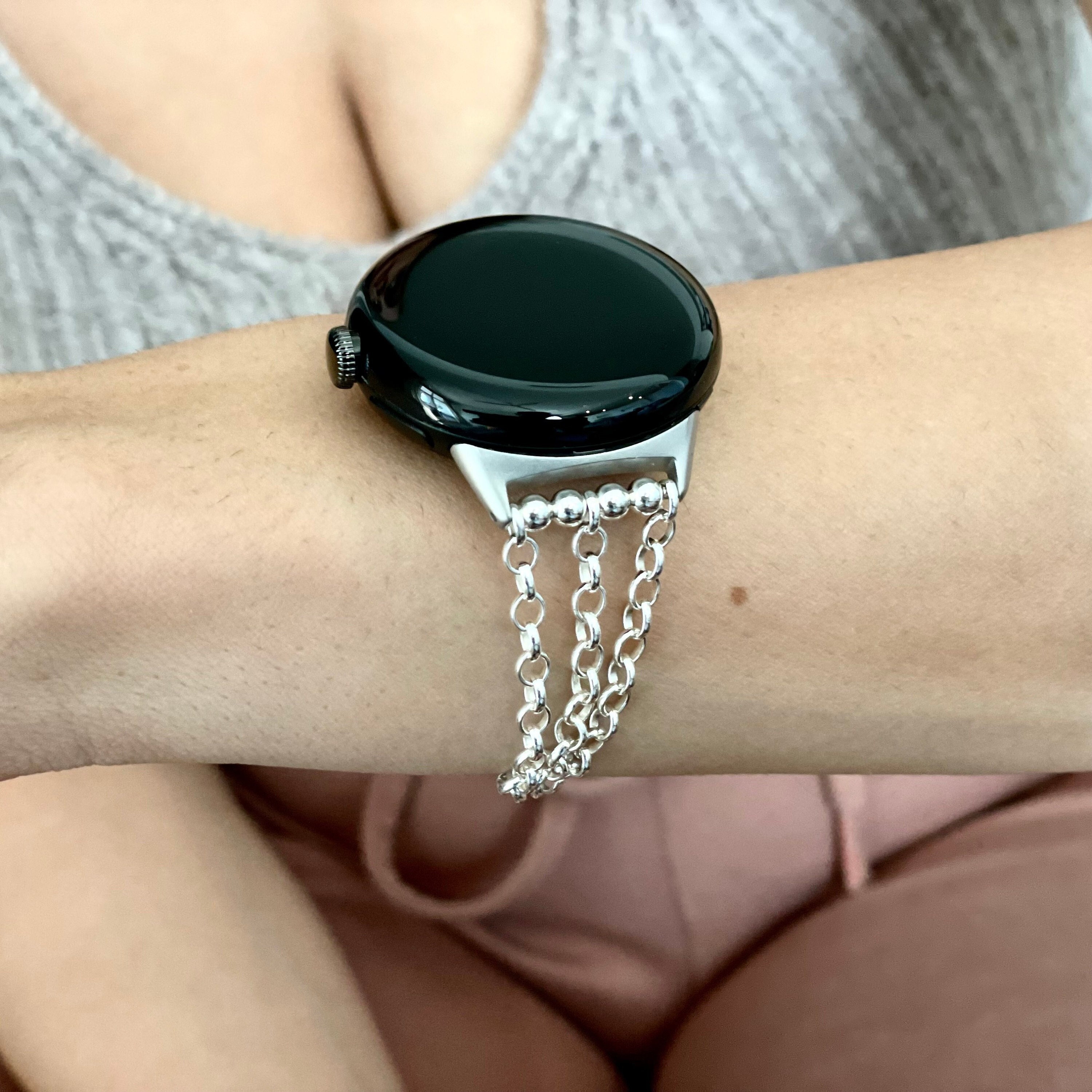 Google Pixel Watch Band Sterling Silver Chain Bracelet Women Wear Jewelry  Luxury Google Pixel Watch Bracelet Rolo Chain Google Pixel Strap - Etsy