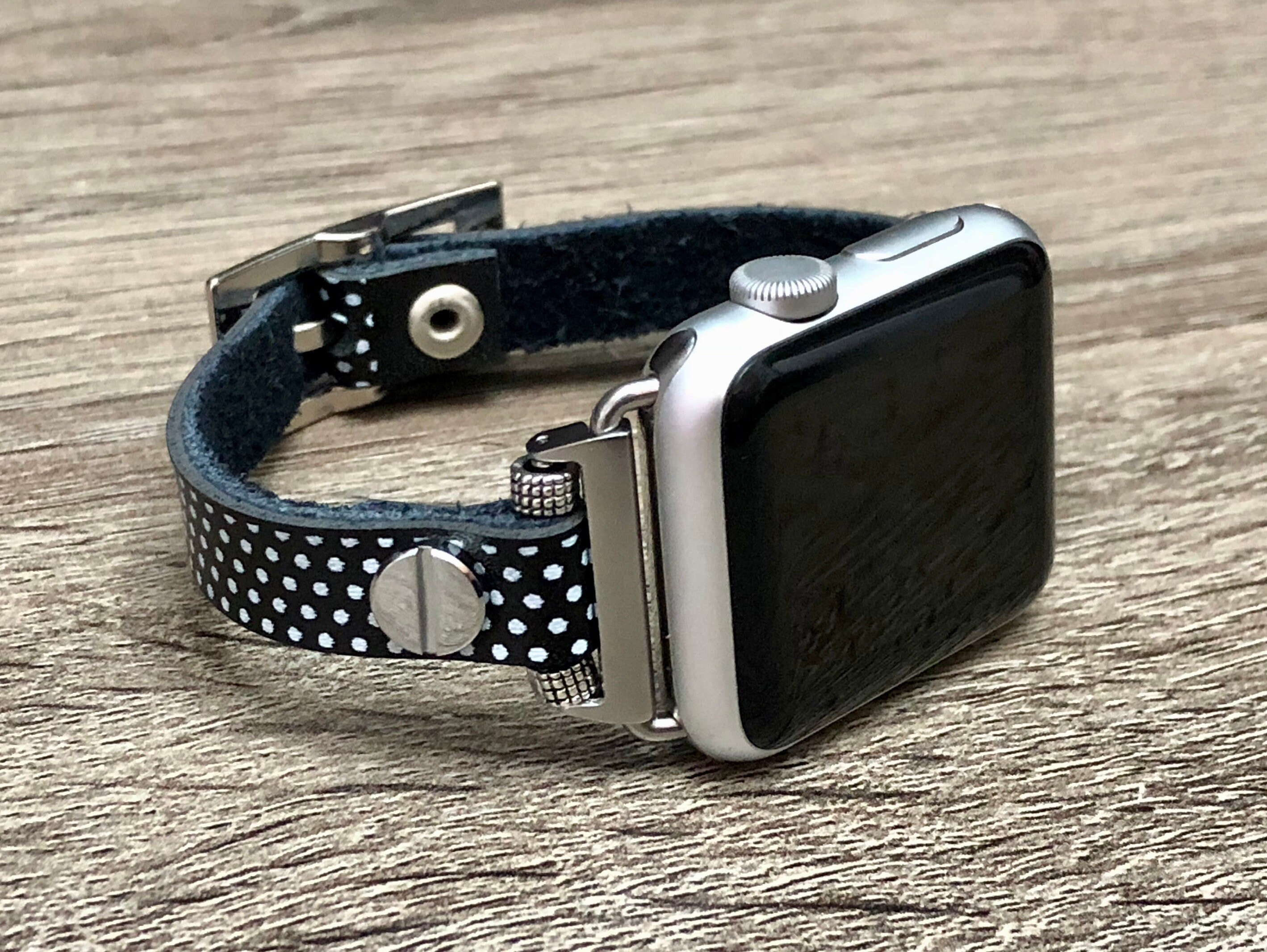 Dressy Polka Dots Apple Watch Band Women 38mm 40mm 42mm 44mm Leather Wrap iWatch Band Apple