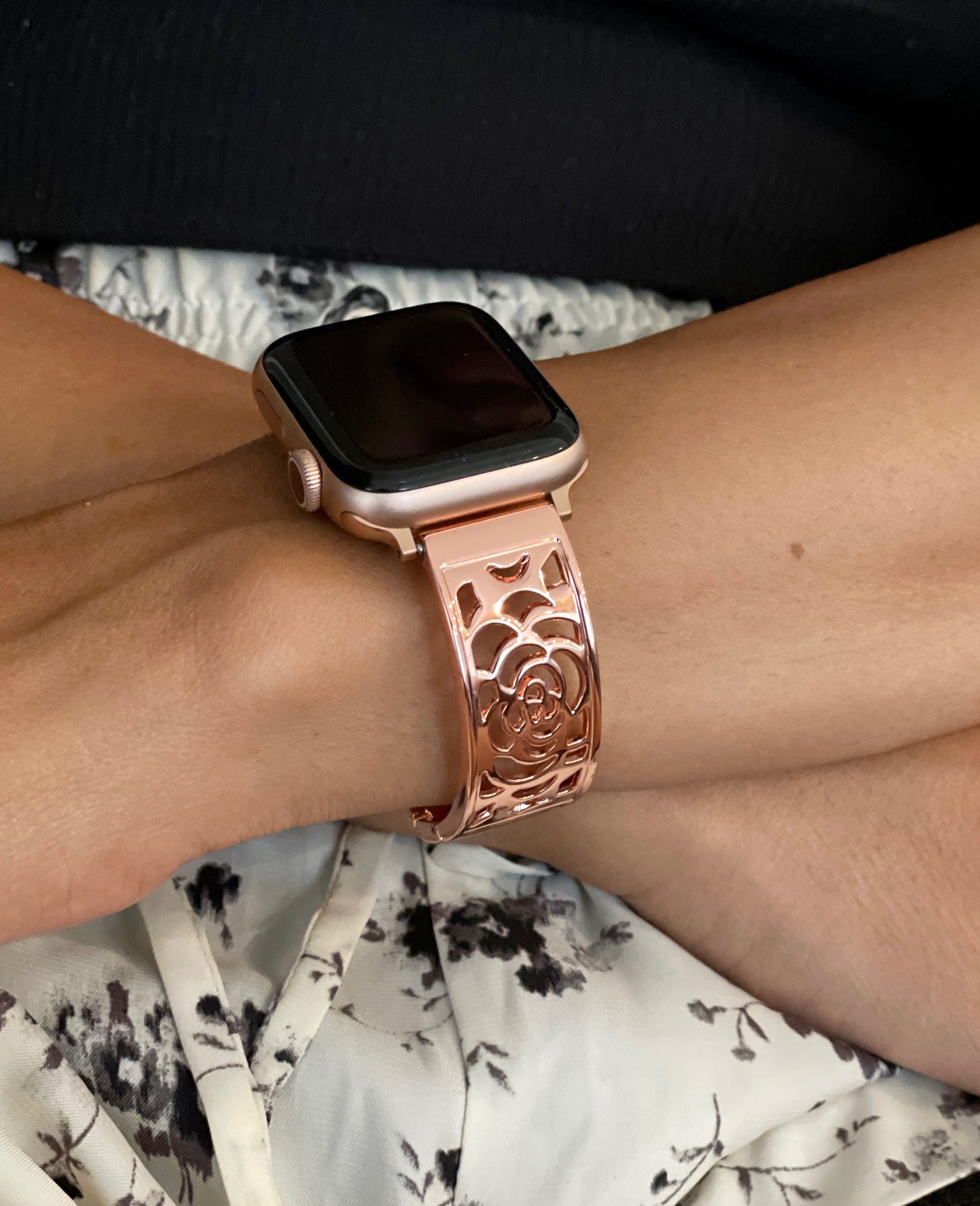 Algebra gerucht behuizing Luxury Rose Gold Apple Watch Bracelet 38mm 40mm 41mm 42mm 44mm 45mm Women  iWatch Heart Charm Band Office Wear Semi Formal Style Love Jewelry