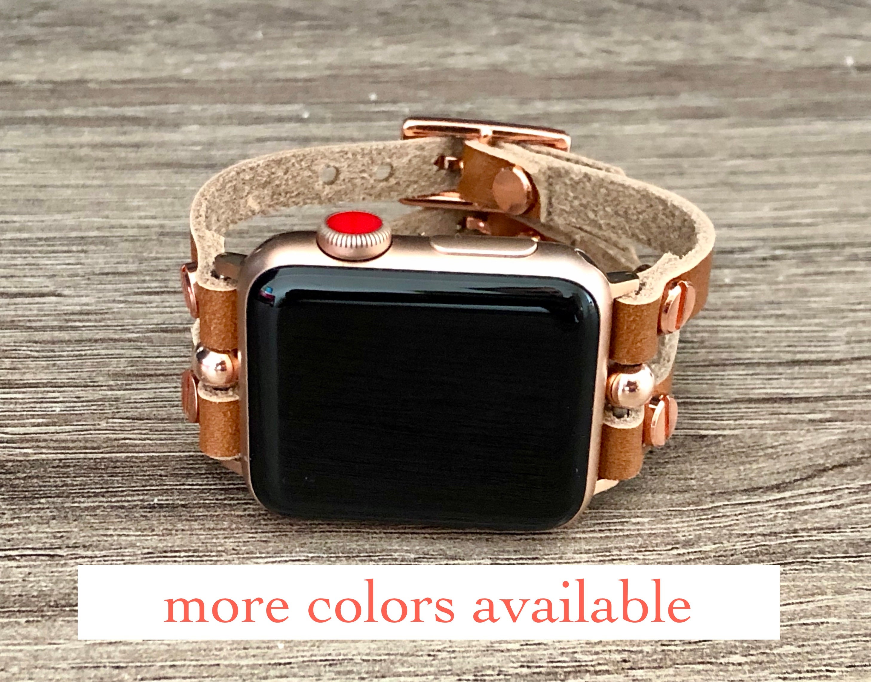 Leather Apple Watch Band 38mm 40mm 41mm 44mm 45mm Rose Gold Apple Watch Strap Women iWatch Band