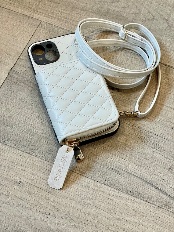 Personalized Crossbody Shoulder Strap iPhone Leather Case