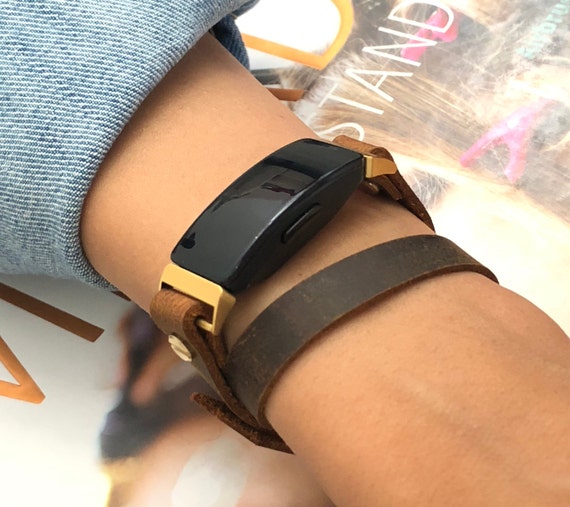 Leather Fitbit Inspire Band Gold Fitbit 
