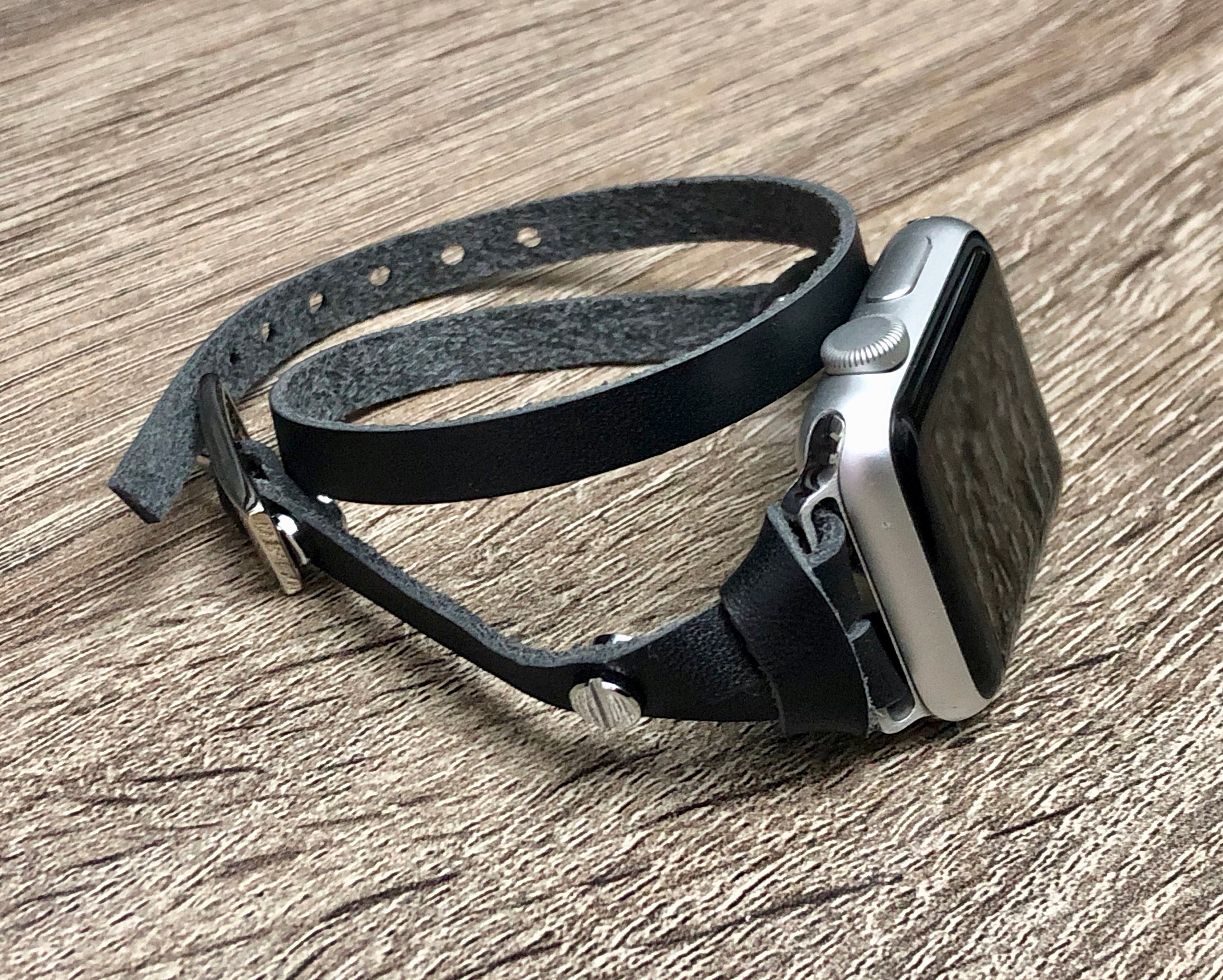 double strap leather apple watch band