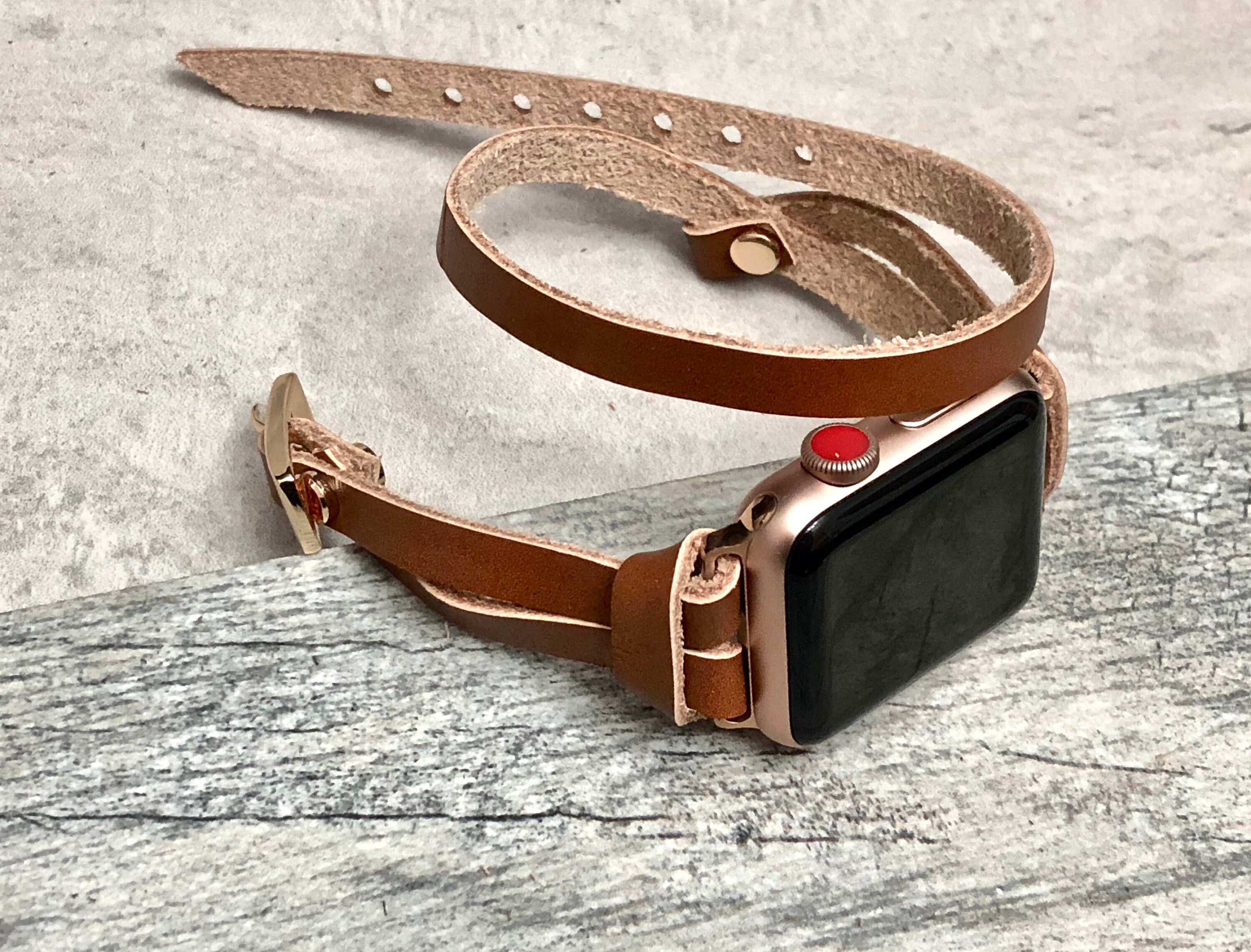 Gold & Bronze Leather Apple Watch Band 38mm 40mm 42mm 44mm Women iWatch