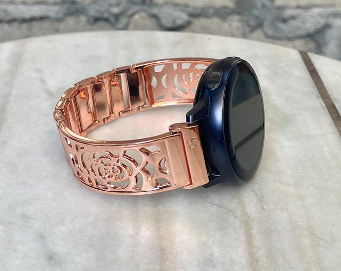 Rose Gold Galaxy Watch Band with Star Charm - Compatible with Galaxy Watch 5, 6, 7 - 40mm, 44mm, 45mm, 43mm, 47mm Bracelet