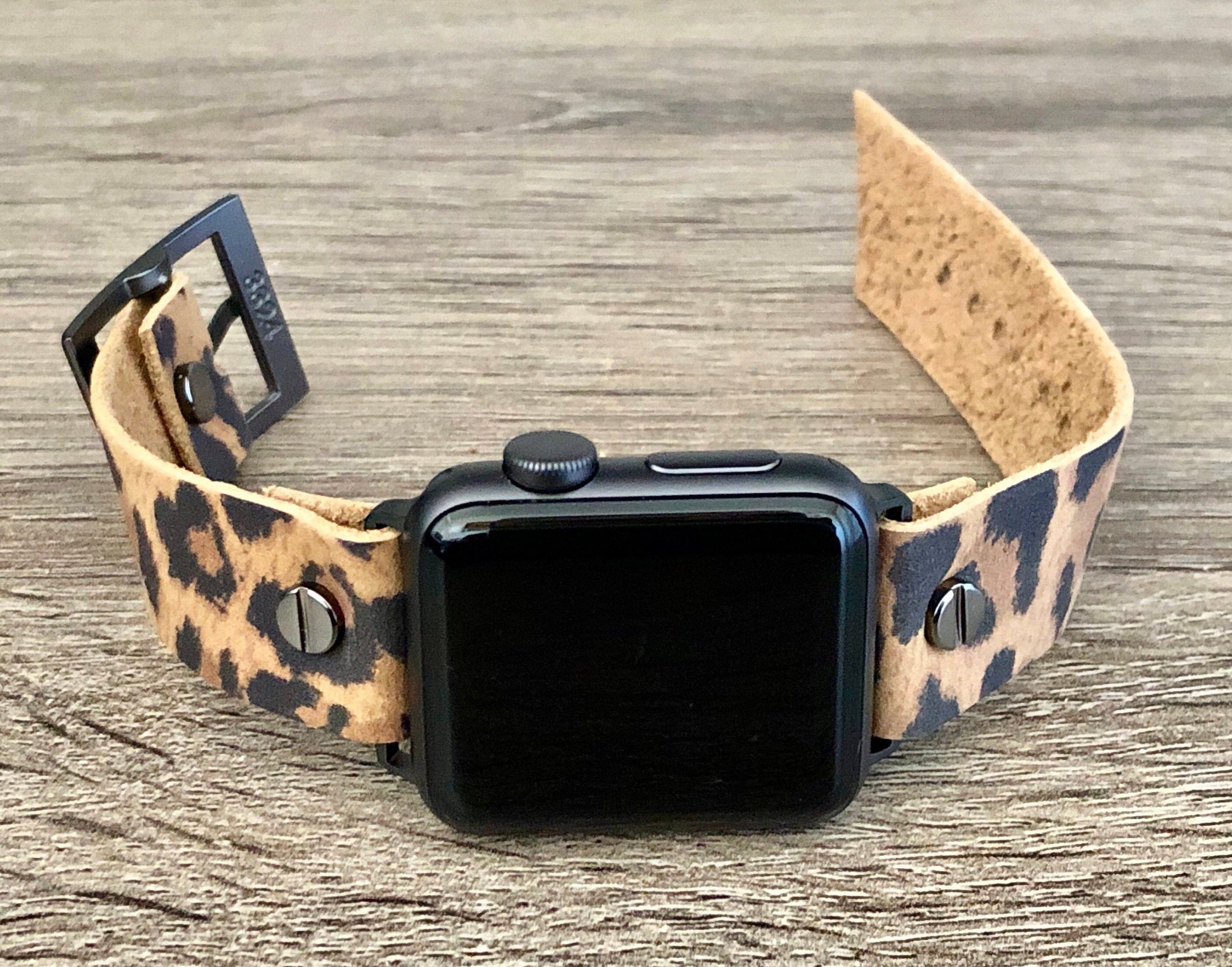 Apple Watch Band 38mm 40mm 42mm 44mm Leopard Print Leather iWatch